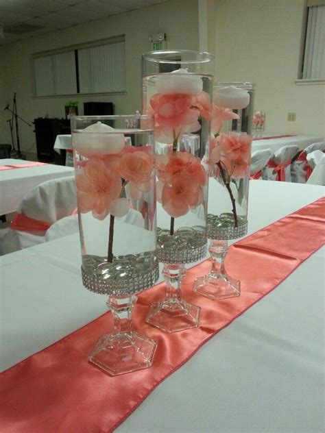 coral centerpieces sweet sixteen quinceanera or wedding centros de mesa centros de mesa
