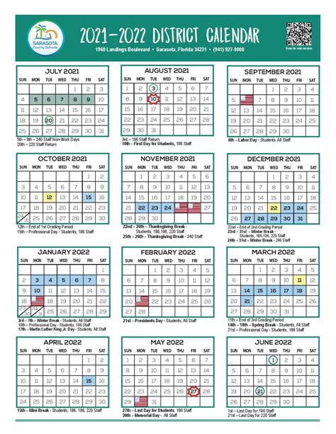 Sarasota County School Calendar 2021 2022 In Pdf