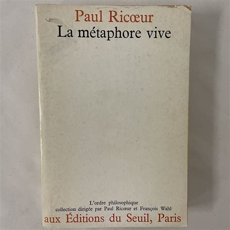 La M Taphore Vive Paul Ric Ur French Language Ebay