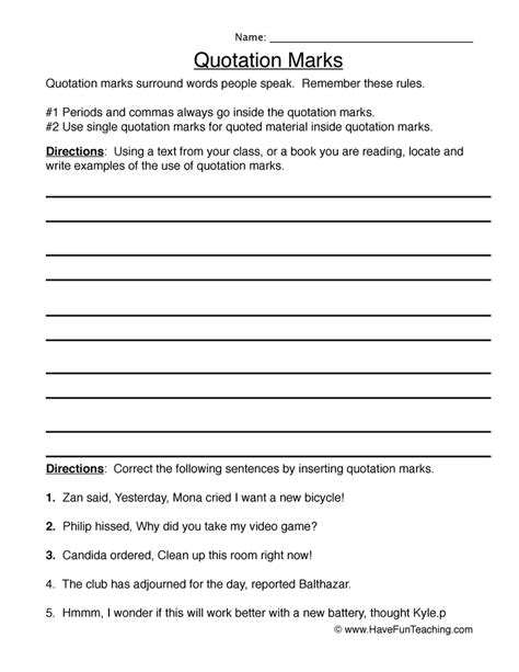 punctuation worksheets page     fun teaching