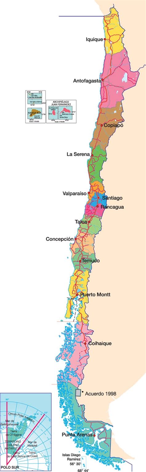 Mapas De Chile Mapa Político De Chile Actualizado
