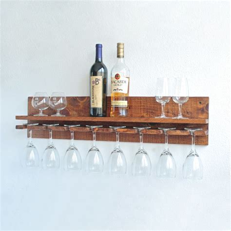 The amount of glasses the holder can store depends on the size of the glass and how. Buy Hand Made Rustic Wall Wine Glass Rack With Shelf ...