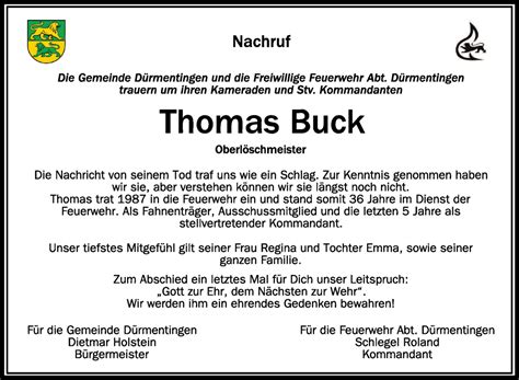 Traueranzeigen Von Thomas Buck Schwaebischede Trauerportal