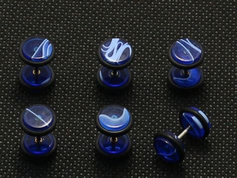 Pcs Wholesale Body Jewelry Pierceing Fashion Blue Marble Design Fake
