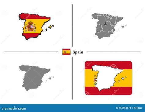 Mapa De Espanha Com Regiões De Pavilhão Nacional E Regiões Estatais Em