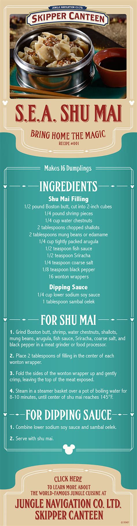 Disney food blog does not claim to represent the walt disney company in any way and is not employed by or affiliated with the walt disney company. RECIPE: S.E.A. Shu Mai from Jungle Skipper Canteen at ...