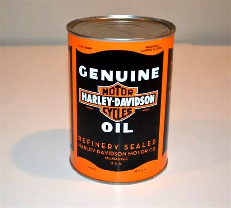 Vintage Metal Quart Harley Davidson Genuine Oil Can Full Ltd Edition