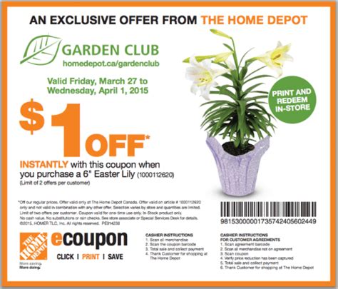 The Home Depot Canada Garden Club Coupons Save 1 When You Purchase A