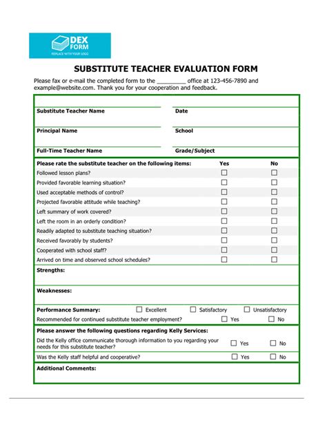 Teacher Evaluation Form Download Free Documents For Pdf Word And Excel