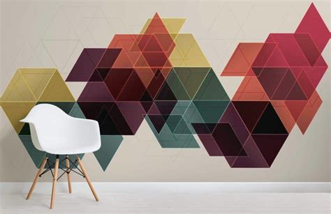 colourful geometric pattern wallpaper mural in 2020 wall pattern design wall patterns