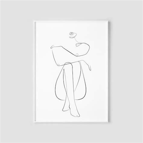 Minimalist Body Figure Drawing Art Print Printable Body Sketch Drawing Black White Line Art