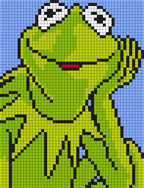 Kermit The Frog From The Muppets Square Grid Pattern Cross Stitch Art Disney Cross Stitch