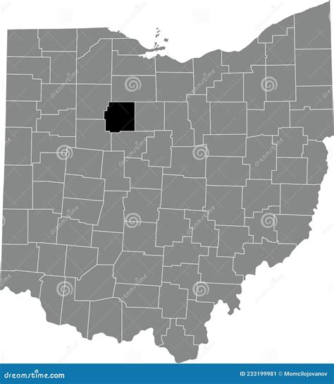 Location Map Of The Wyandot County Of Ohio Usa Stock Vector
