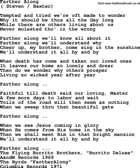 Farther Along By The Byrds Lyrics With Pdf