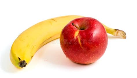 Yellow Banana And Ripe Red Apple Stock Photo Image Of Delicious