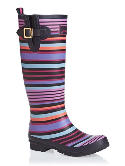 Joules Joules Welly Print Womens Tall Rain Boots Multi Stripe Us 6