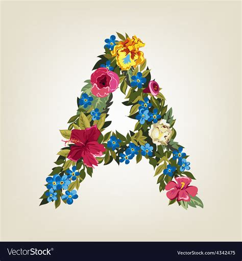 A Letter Flower Capital Alphabet Colorful Font Vector Image