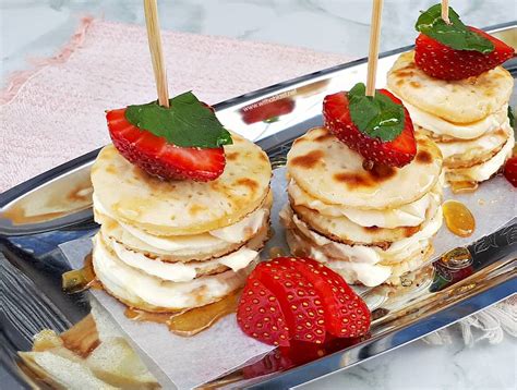 Mascarpone Filled Mini Pancake Stacks | With A Blast