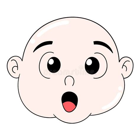 Emoticon Baby Boy Head Being Surprised Gape Open Mouth Stock Vector