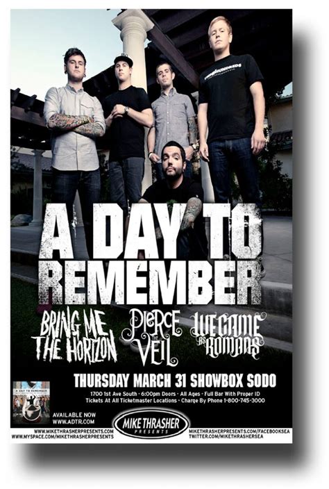 A Day To Remember Poster Adtr Concert Portico 11 X 17 Inches Usa