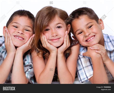 Portrait Three Children Two Boys Image And Photo Bigstock