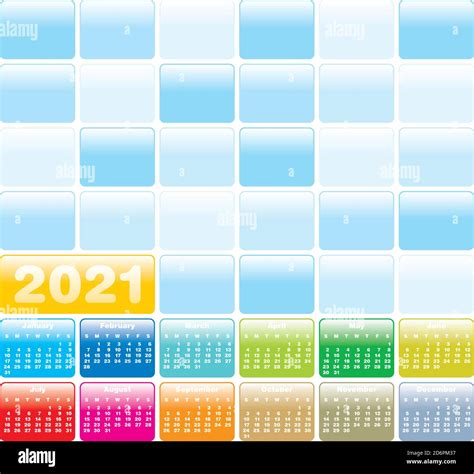 Calendario Colorido Para El Año 2021 En Formato Vectorial Imagen