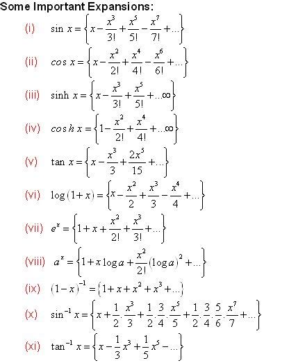 Some Important Expansions Math Formulas Mathematics Formulas
