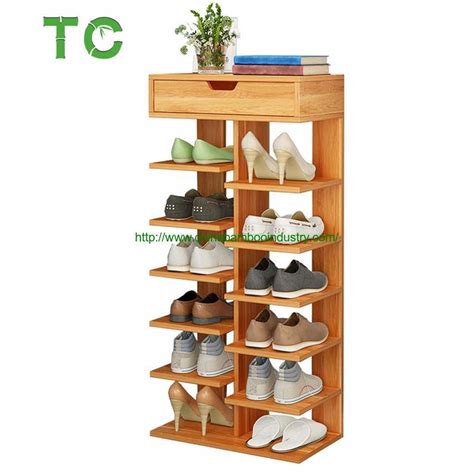 Custom Bamboo Storage Shoes Rack Stand Shelf Wooden Shoe Rack Cabinet