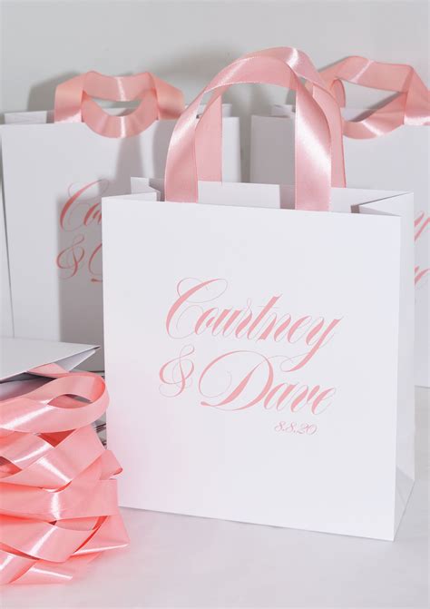 25 Wedding Welcome Bags Elegant Personalized Bag With Satin Etsy