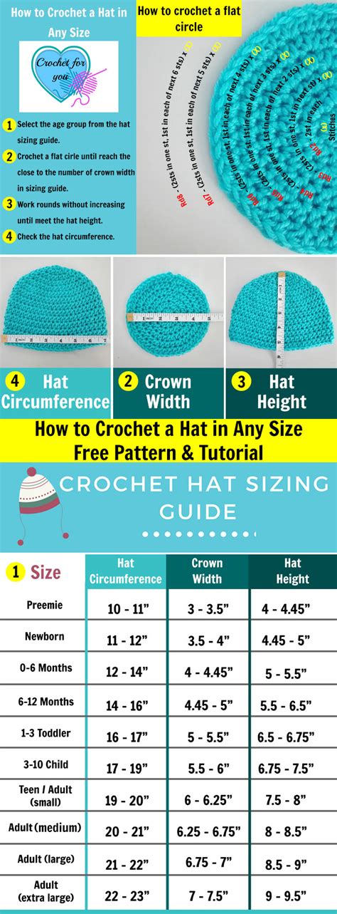Printable Crochet Hat Size Chart Atelier Yuwaciaojp