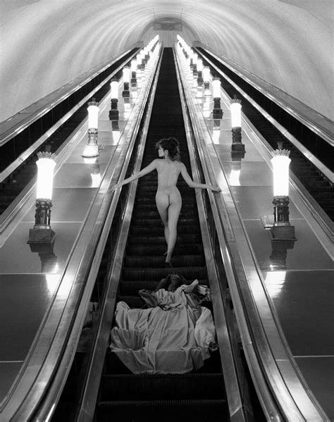 Nude On An Escalator In The Moscow Metro By Patrick Lichfield