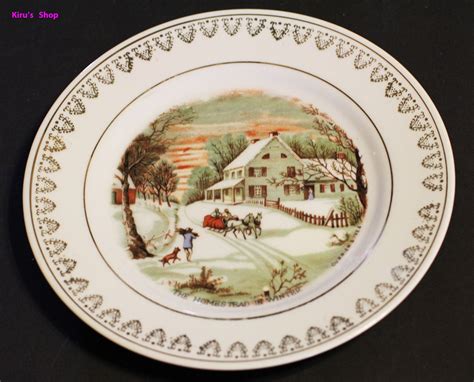 Currier And Ives The Homestead In Winter Decorative Plate Made Etsy
