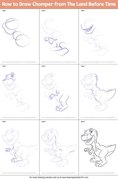 How To Draw Chomper From The Land Before Time The Land Before Time