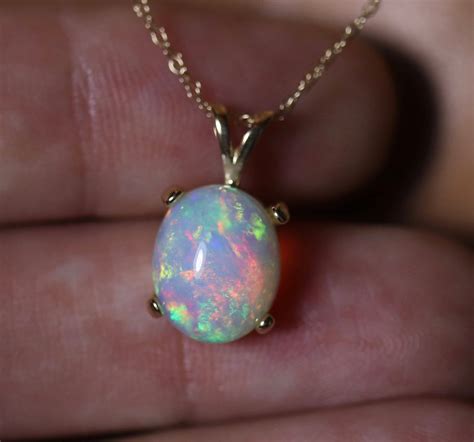 Rainbow Opal Pendant Fire Opal Necklace Silver Opal Jewelry Rainbow