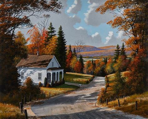 Autumn Colors Cottage Art Country Paintings Landscape Photos