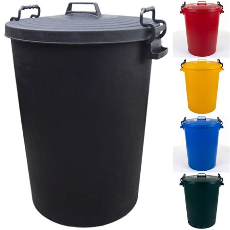 110l Outdoor Plastic Waste Bin Trash Can Rubbish Heavy Duty Lid