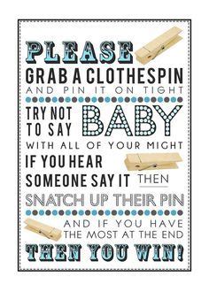 Don T Say Baby Clothespin Game Printable Baby Shower Etsy Clothes