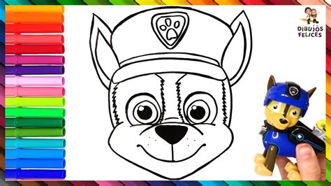 Cómo Dibujar y Colorear A CHASE de La Patrulla Canina Paw Patrol