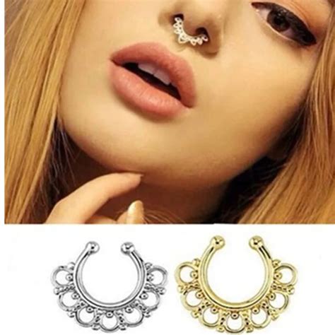 Crystal Piercing Nose Ring Hoop For Women Clip Body Decoration Rivets European And American Sexy