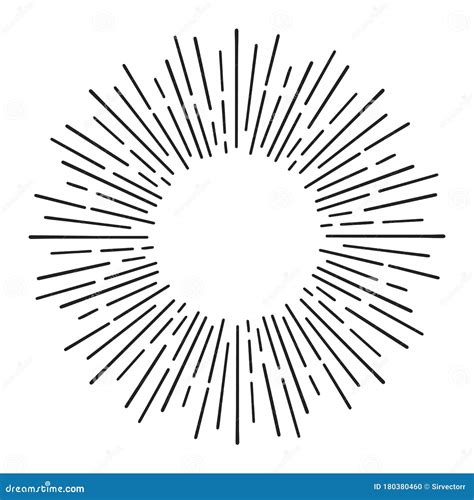 Sunburst Doodle Line Art Hand Drawn Sun Burst Round Banner With