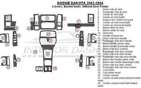 Dodge Dakota 2002 2004 Dash Trim Kit 4 Door Bucket Seats Without
