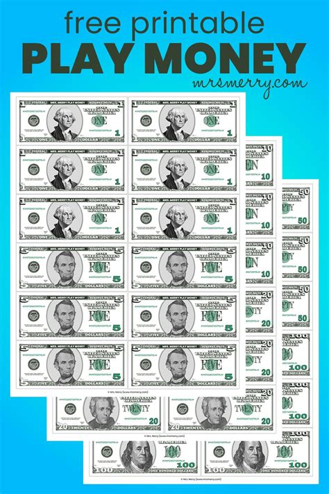 Free Printable Play Money For Kids Money Lessons Lessons For Kids