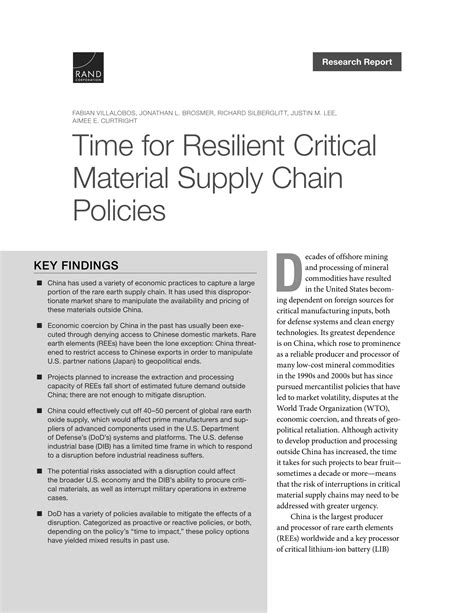 Time For Resilient Critical Material Supply Chain