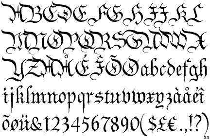 How to draw sweet font curves (spanish). Identifont - P22 Declaration Blackletter