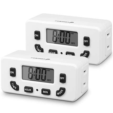 Fosmon 24 Hour Programmable Digital Timer Outlet 2 Pack Onoff