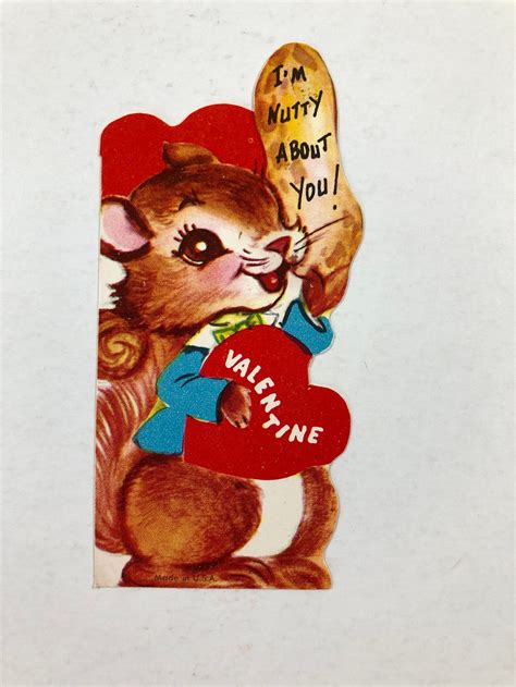 Vintage Squirrel Valentine Greeting Card Peanut Etsy