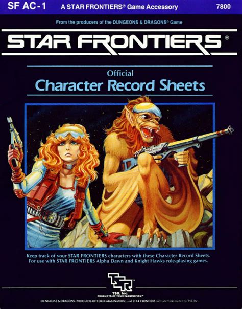 Sf Ac 1 Star Frontiers Official Character Record Sheets Rpg Item