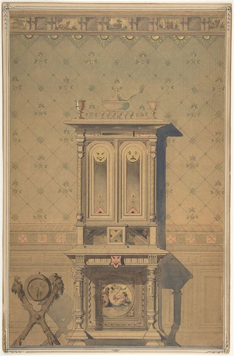 Anonymous German 19th Century Design For A Cabinet In An Interior