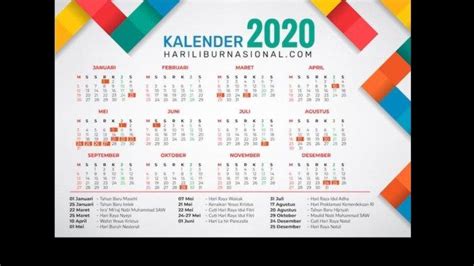 Cek Kalender Ada 16 Hari Libur Nasional Dan Cuti Bersama Di Tahun 2020