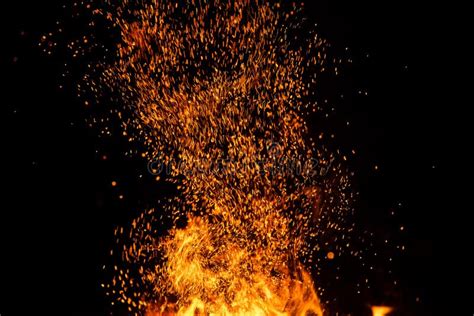 Fire Sparks With Flames On Black Background Stock Image Image Of